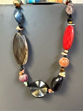 Handmade Chunky Colorful Mixed-Bead Statement 20” Necklace